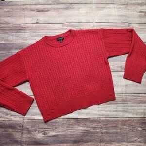 5/$15 Ambiance Apparel Red Cable Knit Cropped Sweater